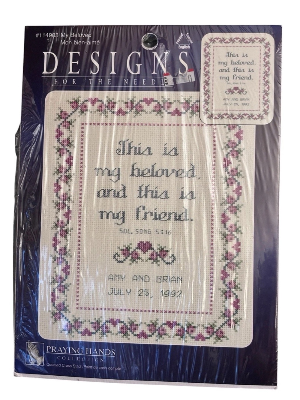 Vintage Designs For The Needle #114903 My Beloved Praying Hands Cross Stitch